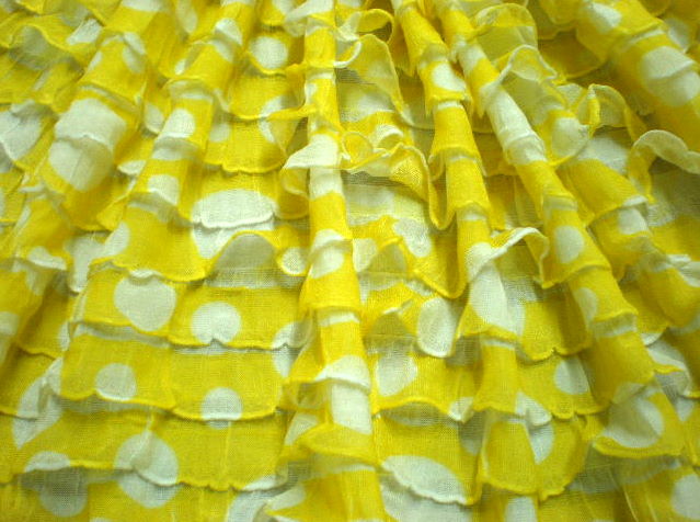 5.Yellow-White Polka Dot Ruffles